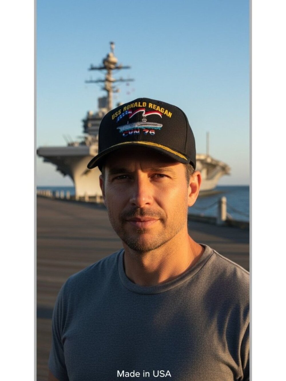USS Ronald Reagan CVN 76 Navy Veteran Ball Cap Snapback Gold Oak Leaves
